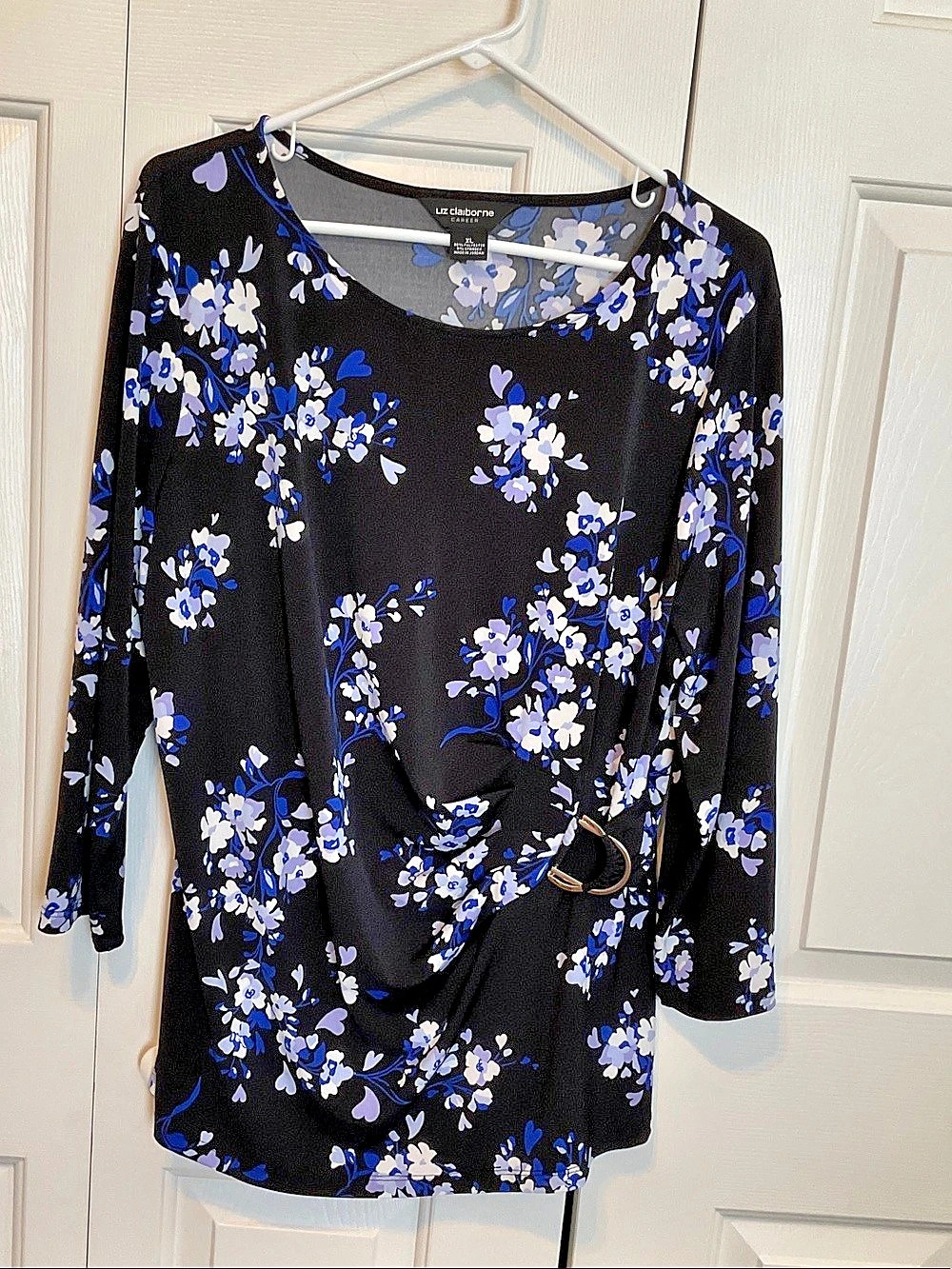 Liz Claiborne Floral women's blouse Black & Blue XL